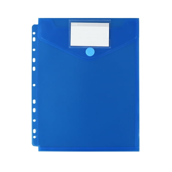 Plastic Folders with Button Close, Letter Size Endwise 11 Hole Ring Binders, Removable Mark Label Pockets, Clear Document Envelopes for School, Home, Office Organization