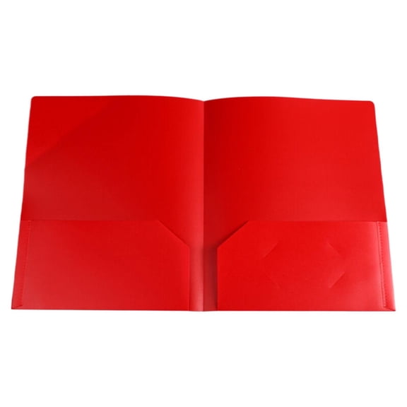 Plastic Folders with Pockets, 2 Pocket Folders with Business Card Slot for Documents, Heavy Duty File Folders Poly Pocket Folders, File Folders for Office Presentation Report, 1Pc(Red,18.5x11.4")