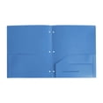thumbnail image 1 of Plastic Folders with Pockets, Heavy Duty Paper Folders with Business Card Slot, Durable 2 Pocket 3 Hole Punch Folders for Documents, Office Supplies, Classroom Must Haves, Studying Essentials, Blue, 1 of 8