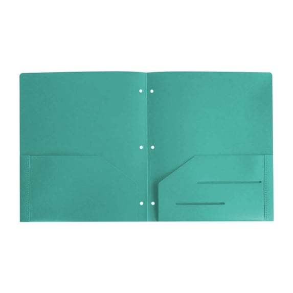 Plastic Folders with Pockets, Heavy Duty Paper Folders with Business Card Slot, Durable 2 Pocket 3 Hole Punch Folders for Documents, Office Supplies, Classroom Must Haves, Studying Essentials, Green