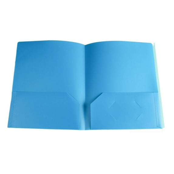 Plastic Folders With Pockets Plastic Pocket Folders with Prongs, 2 Pocket Folders 3 Prong Folders, Colored Plastic Poly Heavy Duty Folders with Prongs for School Office, Letter Size(Blue)