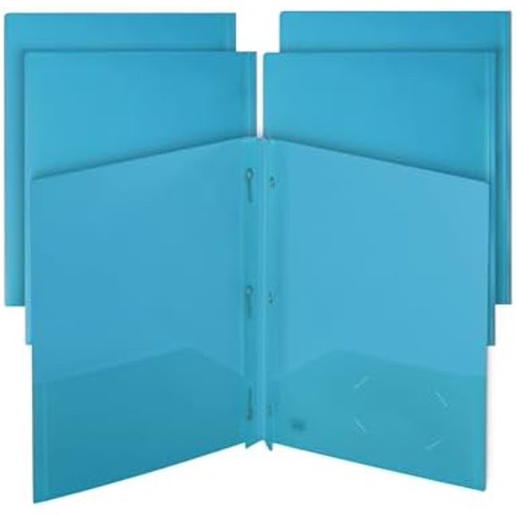 - Plastic Folders with Pockets and Prongs, 5 Pack, Blue, Pocket Folders, Folders with Prongs, File Folders with Fasteners, 2 Pocket Folder, Folder with Pockets