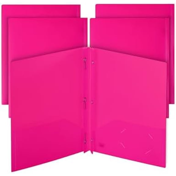 - Plastic Folders with Pockets and Prongs, 5 Pack, Pink, Pocket Folders, Folders with Prongs, File Folders with Fasteners, 2 Pocket Folder, Folder with Pockets