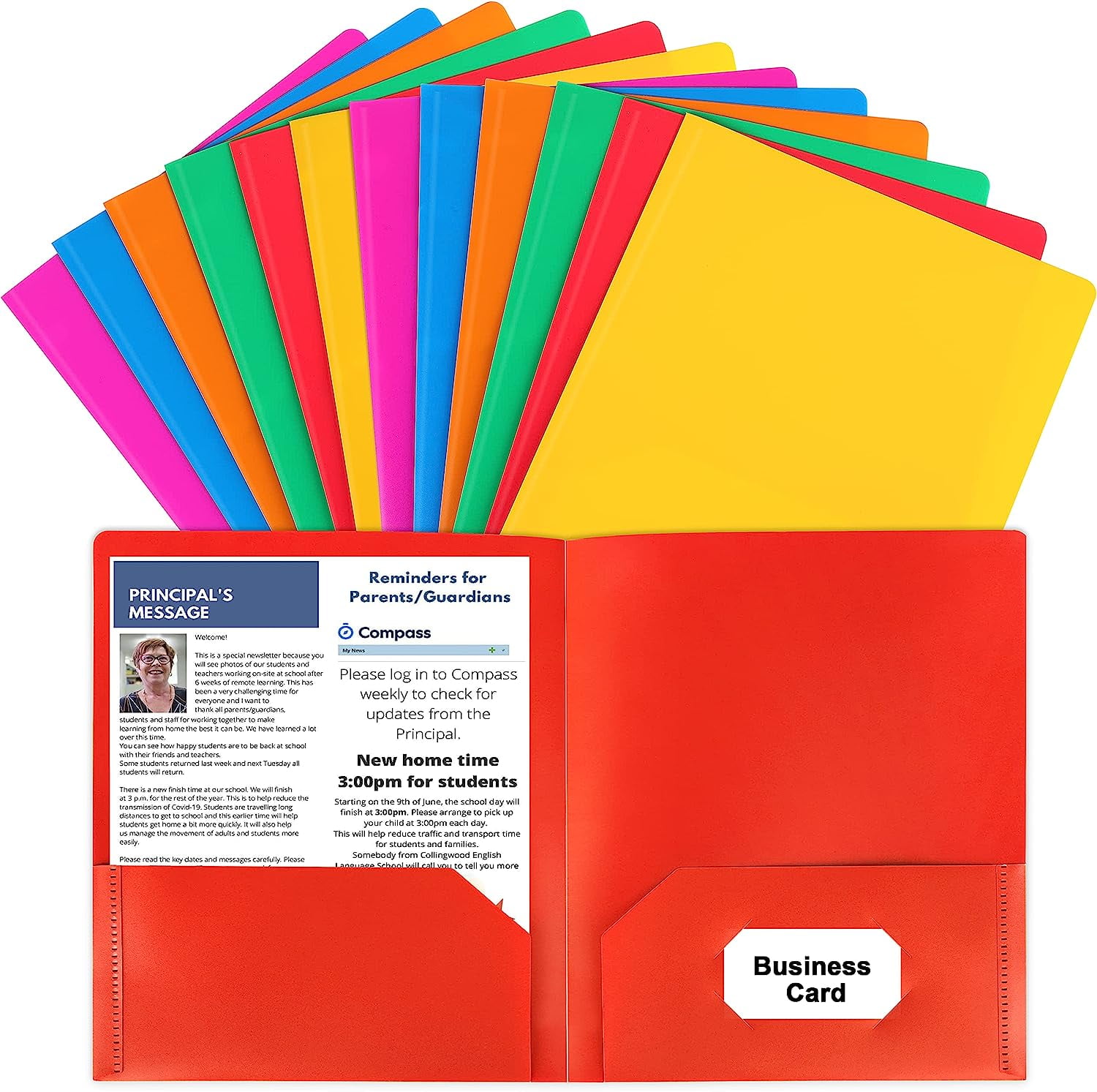 Plastic Folders with Pockets, 12 Color Heavy Duty Two Pocket Folder