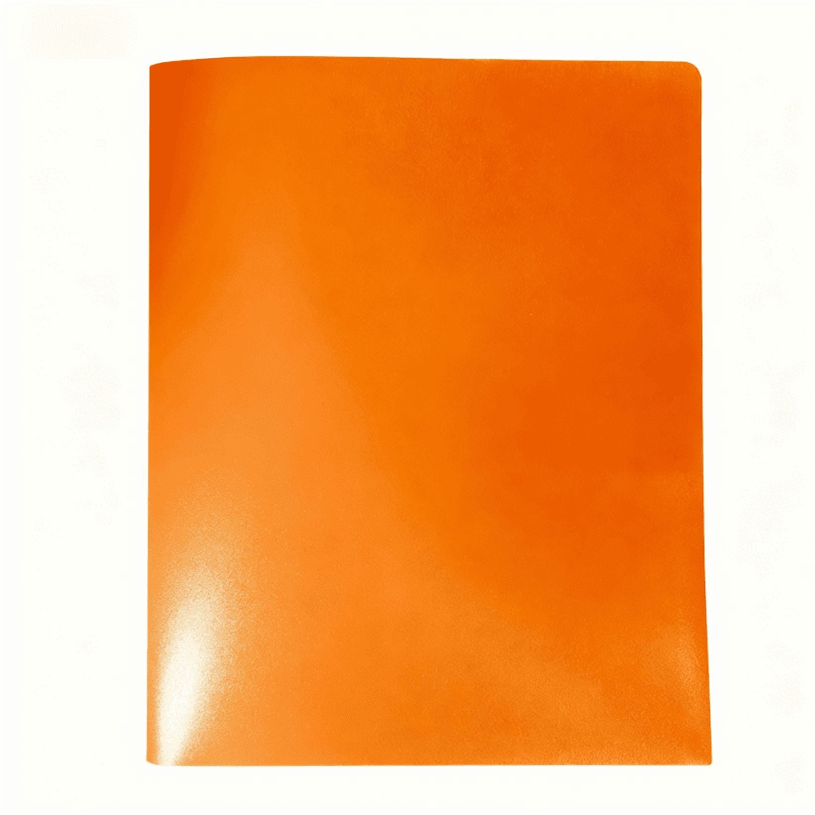 Plastic Folders with Pockets,12 Park Durable Heavy Duty File Folders with Business Card Slot, 2-Pocket Folder for Schoolwork & Office(Orange)