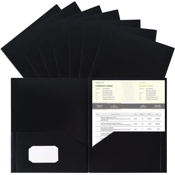 Plastic Folders with Pockets (7 Pack, Assorted Colors), Durable Heavy Duty File Folders with Business Card Slot