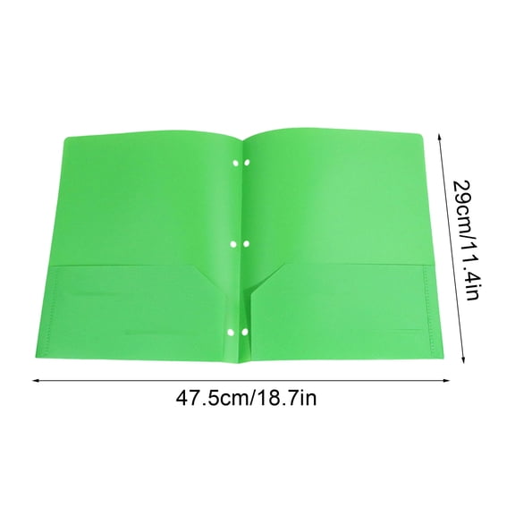 Plastic Folders with Pockets, Two Pocket Folder with 3 Hole, Letter Size Sheets, for School Office Important File Storaged Green