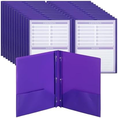 - Plastic Folders with Pockets and Prongs, 24 Pack, Letter Size, Purple, Flexible Plastic Folders with Prongs, Clear Front Pocket and Card Slot