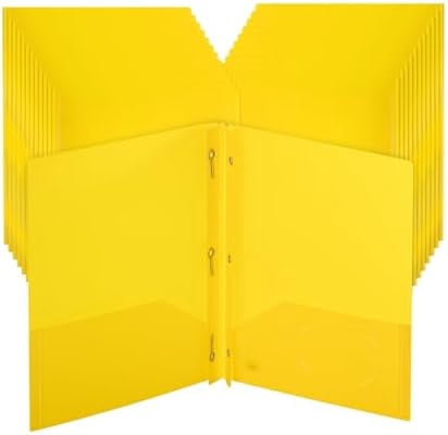 - Plastic Folders with Pockets and Prongs, 24 Pack, Letter Size, Yellow, Flexible Plastic Folders with Prongs