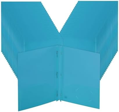 - Plastic Folders with Pockets and Prongs, 48 Pack, Letter Size, Blue, Flexible Plastic Folders with Prongs and Card Slot