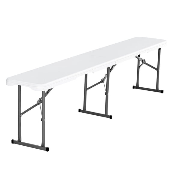 Plastic Folding Bench, 6 ft Portable Bench for Indoor/Outdoor Picnic Party Patio Camping Dining, Foldable Smooth HDPE Seat for Garden Soccer Multipurpose Entertaining Activities, 2 Pack, White