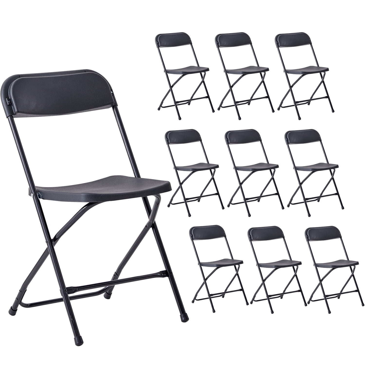 Plastic Folding Chair Black 10 Pack 650LB Weight Capacity