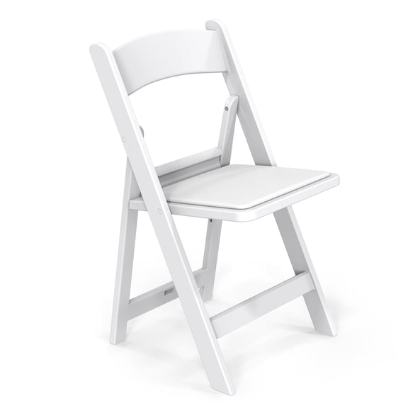 Plastic Folding Chair with Padded Seat, Resin Foldable Chairs with Soft Cushion, Comfortable and Sturdy, Suitable for Indoor and Outdoor, Parties, Weddings, Commercial Events, White, 1 Pack