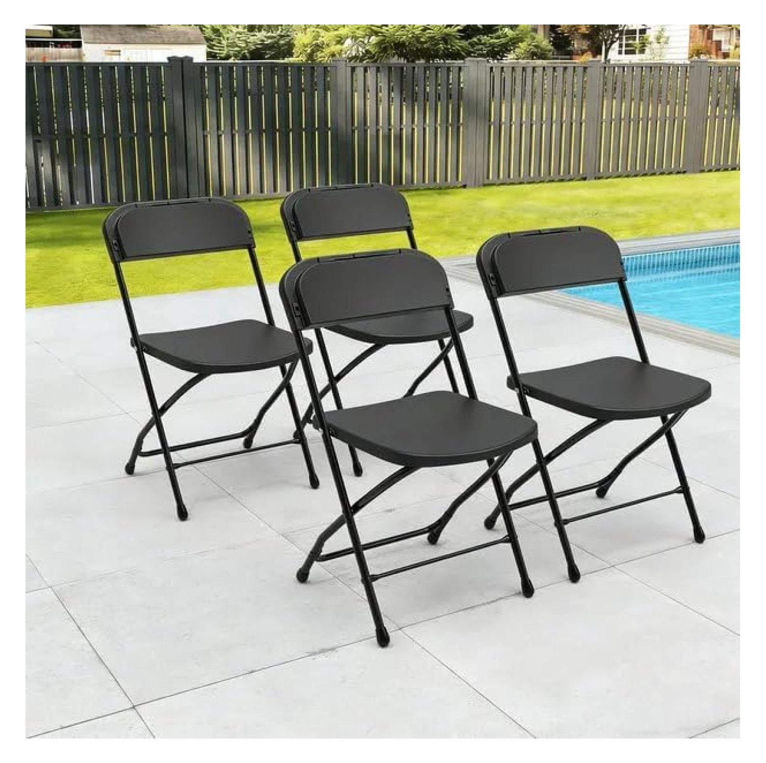 Plastic Folding Chair Set, Heavy Duty Stackable with Sturdy Frame,No ...