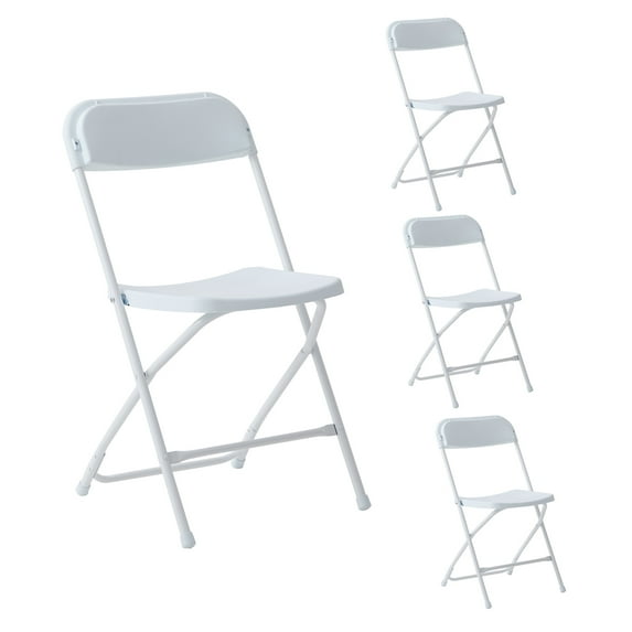 Plastic Folding Chair - White - 4 Pack 650LB Weight Capacity Comfortable Event Chair-Lightweight Folding Chair