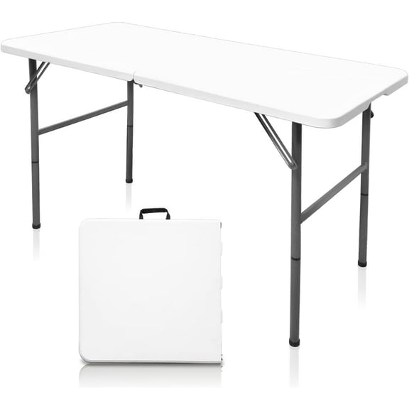 Plastic Folding Table, 5 FT Folding Table, Plastic Portable Tables for Dining Parties Card Picnic Camping