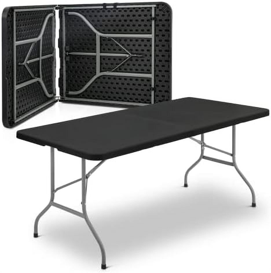 Plastic Folding Table 6Ft Indoor Outdoor Adjustable Height Heavy Duty
