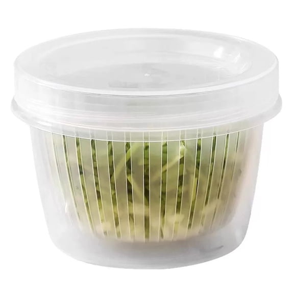 Plastic Food Container, Airtight Storage Box, Vegetable Keeper With Strainer, Transparent Drainage Sealed Box, Fresh Keeping Container for Ginger Garlic Onion And Various Raw In,Clear