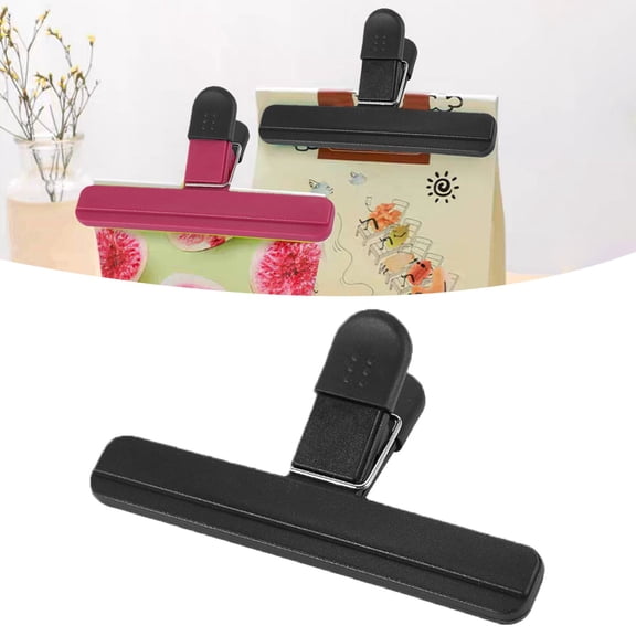 Plastic Food Sealing Clip Snack Bag Clamp for Chip Bread Tea Storage Airtight Moisture Proof Kitchen Organization Tool,bag clip,Black,6.1"
