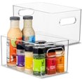 thumbnail image 1 of Plastic Food Storage 2 Pack Clear Container Bin with Handles for Organizing Kitchen, Pantry, Refrigerator, Freezer, Pantry, Cabinet, Closet, Bathroom. 10”x6”x5”, 1 of 5