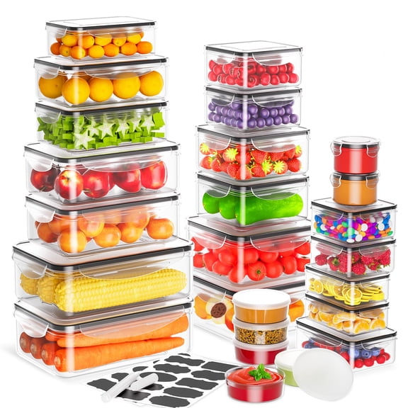 Plastic Food Storage Containers 25Pack Airtight Meal Prep Kitchen Organization