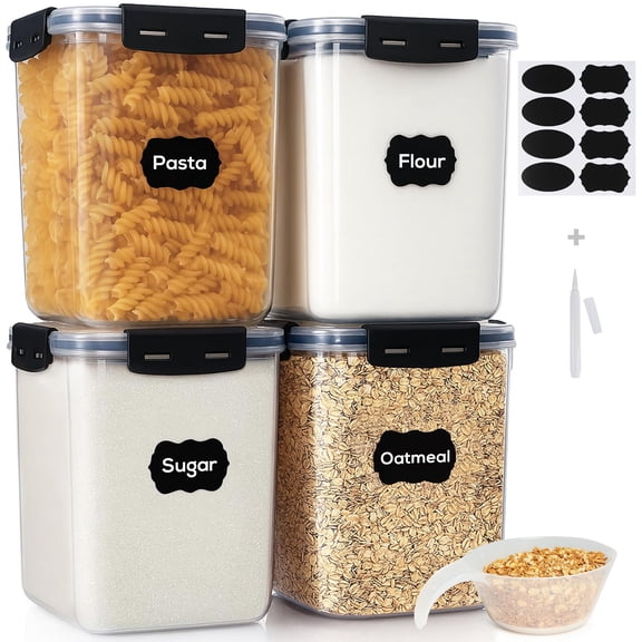 Plastic Food Storage Containers 4-pack 5.3L Airtight Pantry Organization for Dry Goods