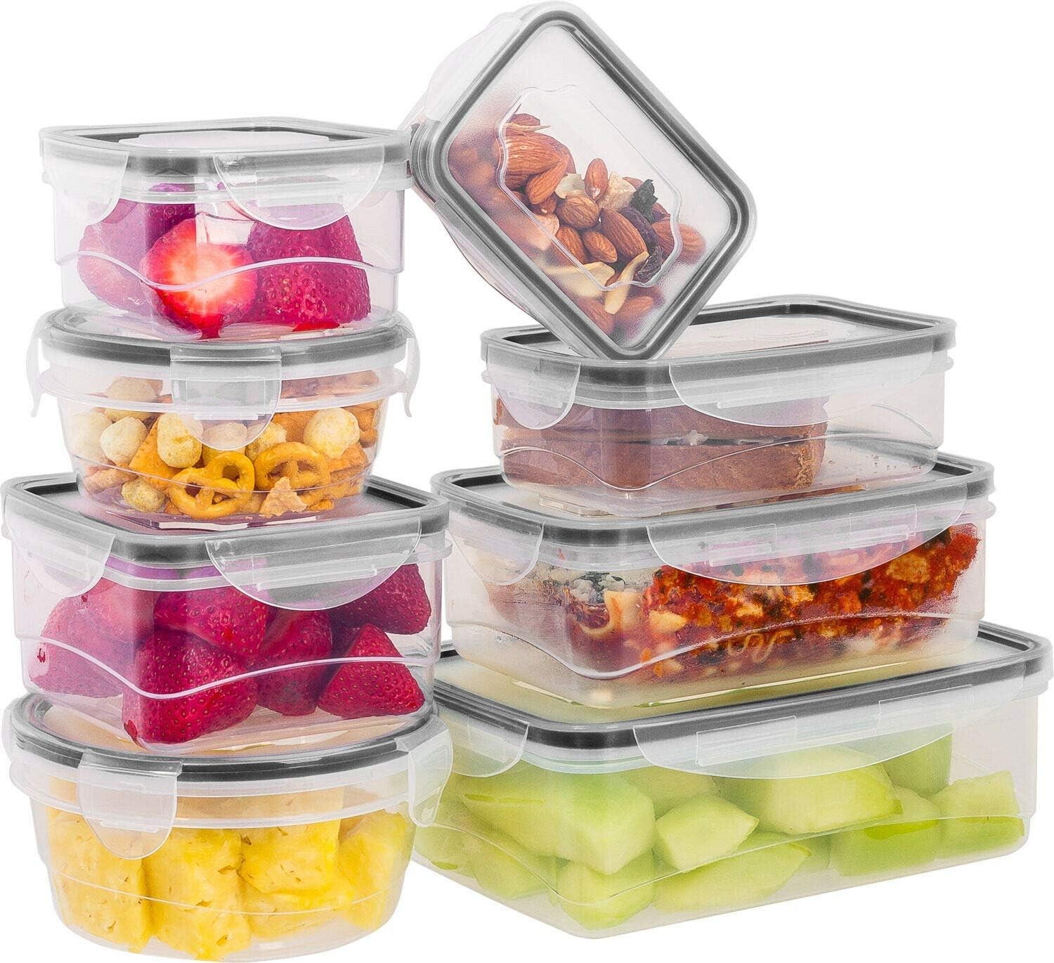 Plastic Food Storage Containers 8 pc Set MultiSize Food Containers