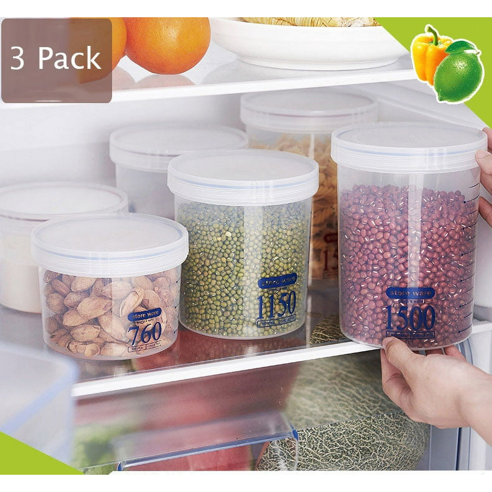 Plastic Food Storage Containers with Lids, 3 Pack Airtight Leak Proof Meal Prep Boxs Freezer Microwave Dishwasher Safe Large Food Containers(760ml