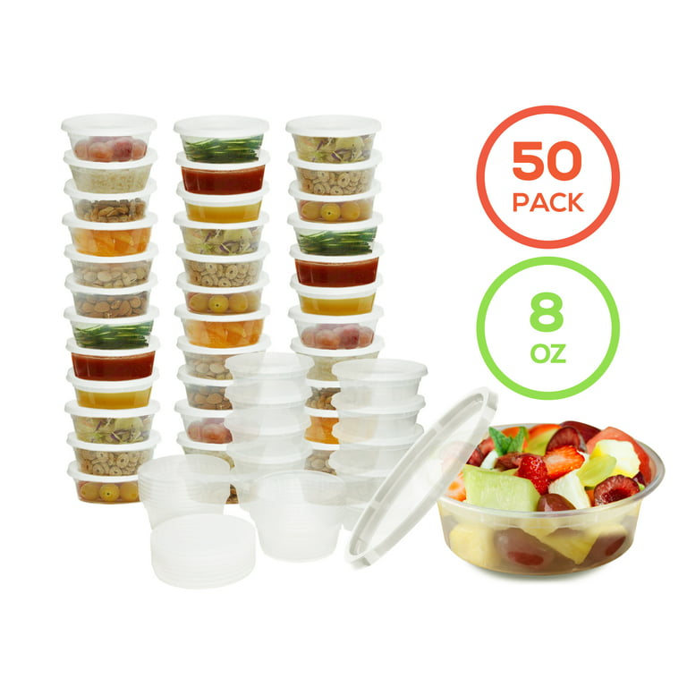 100 Pcs 8 Oz Deli Containers with Lids Food Storage Containers, Plastic  Containe
