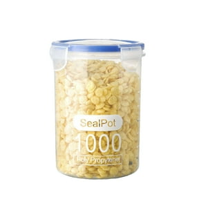 Plastic Food Storage Containers with Locking Lids - Plastic Locking Round Storage Jar, Airtight & Stackable Containers Storage Cans Clear Pantry Organization Contianers with Lids, 1000ml