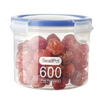 Plastic Food Storage Containers with Locking Lids - Plastic Locking Round Storage Jar, Airtight & Stackable Containers Storage Cans Clear Pantry Organization Contianers with Lids, 600ml