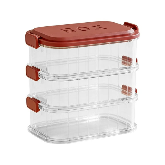 Plastic Food Storage Containers,Multi Layer Stackable Storage Box,Space Saving Small Dry Condiment Organizer With Transparent Dividers Suitable For Kitchen Grains,Travel & Camping(5.3x3.3")(3 Layer)
