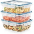 thumbnail image 1 of Plastic Food Storage Containers Set, Leakproof & Airtight Locking Lids Rectangular Tupperware, Non-Toxic BPA-Free Lids, Microwave Dishwasher Freezer Safe, 1 of 10