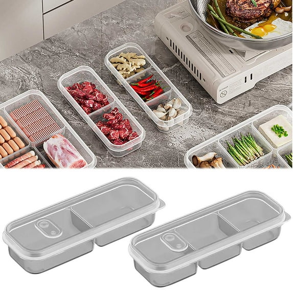 Plastic Food Storage Containers Set | Modular Sectioned Meal Prep Boxes | Airtight Vented Lid | Stackable Slim Trays | Freezer to Microwave Safe | Durable Easy Clean | 1 Box + Trays