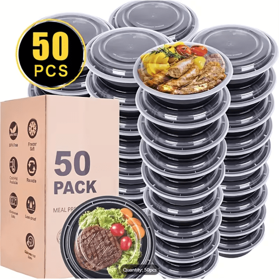 Plastic Food Storage Containers With Lids, Leakproof, Microwave/Dishwasher/Freezer Safe, Disposable & Reusable, For Bento Lunch Box, Christmas