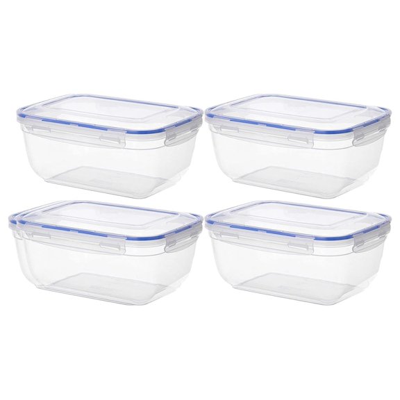 Plastic Food Storage Containers with airtight Lid for Pantry, Fridge- BPA Free, Leakproof Sealed Container- Microwave, Dishwasher and Freezer Safe, Clear (17 Cup- 4 Pack)