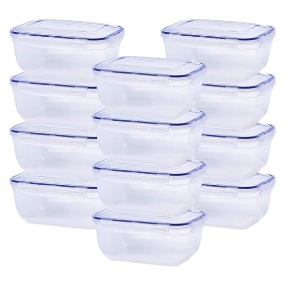 Plastic Food Storage Containers with airtight Lid for Pantry, Fridge- , Leakproof Sealed Container- Microwave, Dishwasher and Freezer Safe, Clear (17 Cup- 12 Pack)