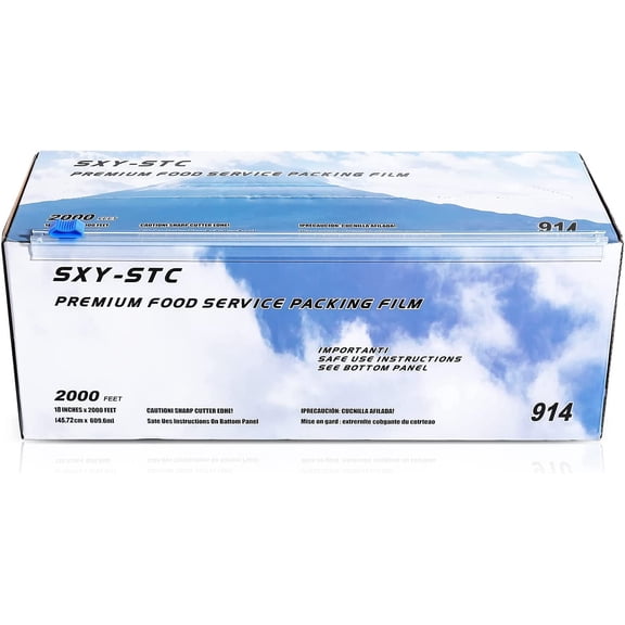 Plastic Food Wrap With Slide Cutter 18"Wide 2000Feet Long 3000 Square Feet Home And Commercial Use Food Service Thick and Durable Enough For Daily Life