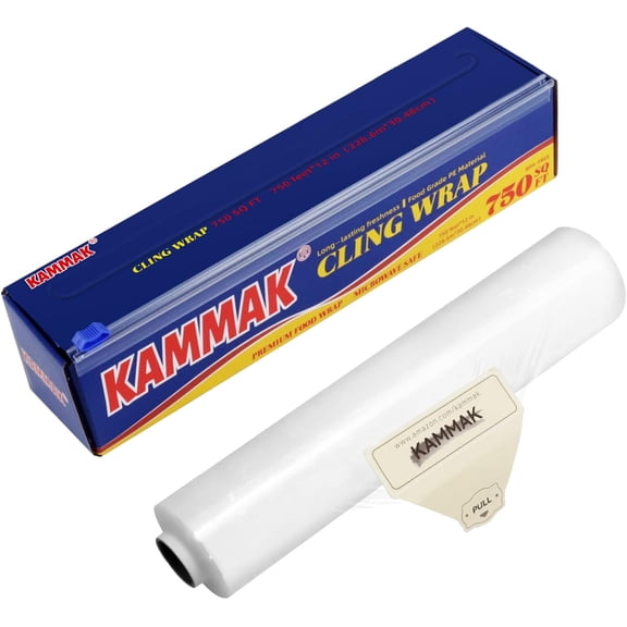 Plastic Food Wrap with Slide Cutter Kitchen Cling Wrap 12 inch Professional BPA Free Polyethylene Materials Quick Cut 750 Ft Food Service Cling Film Wrap for Restaurant