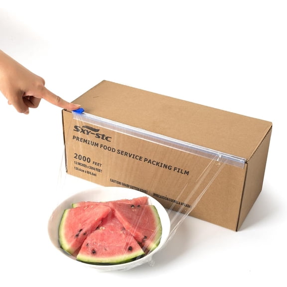 Plastic Food Wrap Thick Enough for daily use Stronger Comercial Use Durable With Slide Cutter 12"wide 2000 Feet long Home and Commercial Service