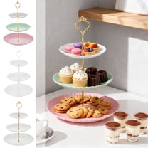 Plastic Frame 3-Layer Cupcake Rack Dessert Tower Tray 24.5x24.5x36cm Plastic Display Stand for Parties and Events,White 1Pcs JASKFLY
