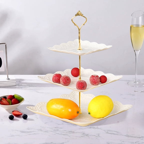 Plastic Frame 3-Layer Cupcake Rack Dessert Tower Tray 24x24x38cm Plastic Tiered Stand for Parties and Weddings,White 1Pcs JASKFLY