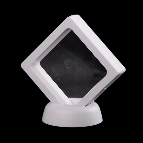 Plastic Frame Stands with Transparent Film 3D Floating Frame Display Holder Coin Display Box Square White Frame: 9x9x5.5cm White