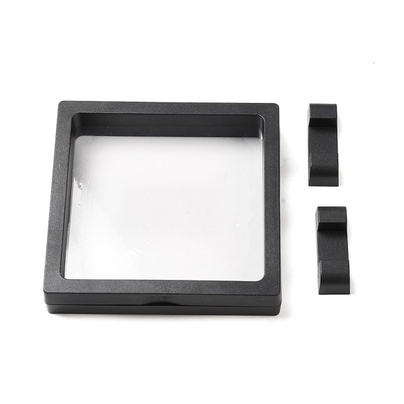Plastic Frame Stands with Transparent Membrane 3D Floating Frame Display Holder Coin Display box Black 11x11.5x2cm