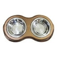 thumbnail image 1 of Plastic Framed Double Diner Pet Bowl In Stainless Steel, Small, Gold And Silver-set Of 6, 1 of 3
