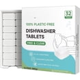 thumbnail image 1 of Plastic-Free Dishwasher Detergent Tablets, 32 Count, Free & Clear, -in- Dishwashing Pods, Enzyme- for Stuck- , Phosphate & Dye Free, -Free Sparkling Shine, 1 of 6