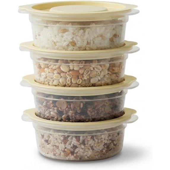 Plastic Freezer Cooked Rice Storage Container, 4Pack 1.8cup Yellow