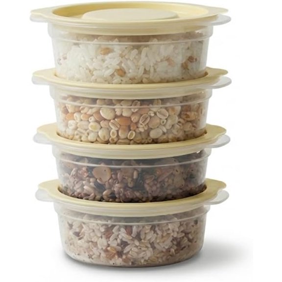 Plastic Freezer Cooked Rice Storage Container, 4Pack 1.8cup Yellow