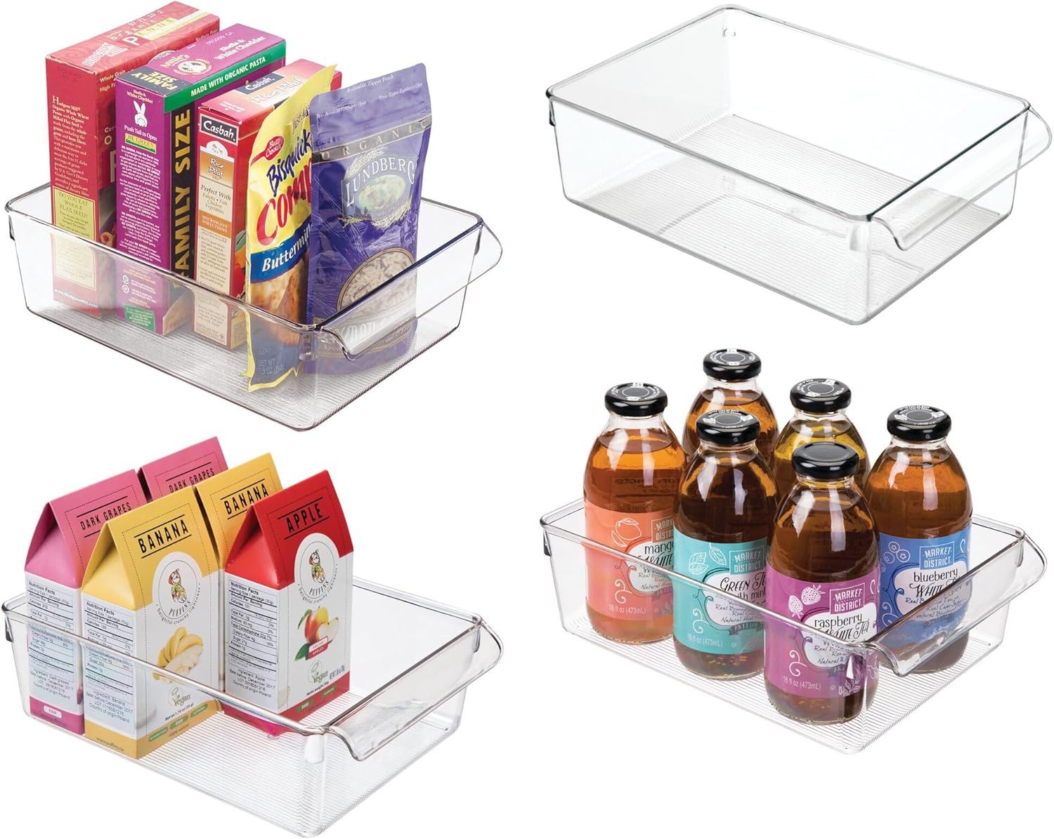 Plastic Fridge and Freezer Storage Organizer Bin with Handle, Clear ...