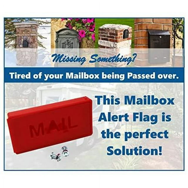 Plastic Front Mount Red Mailbox Flag For Brick, Stone Mailboxes Mail